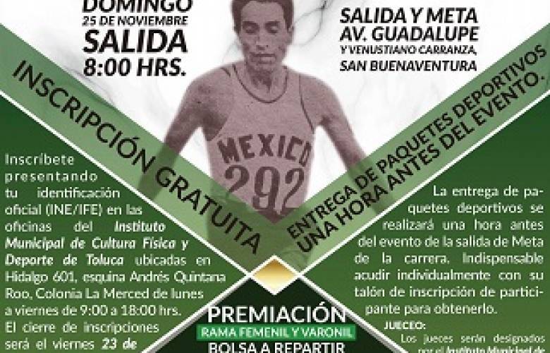 Invita Toluca a participar en la XXIV Carrera 