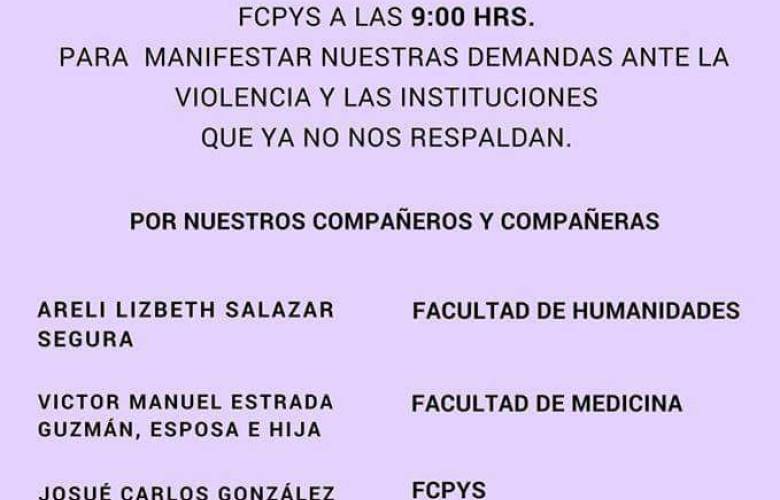 Crece indignación estudiantil por muerte de Universitaria