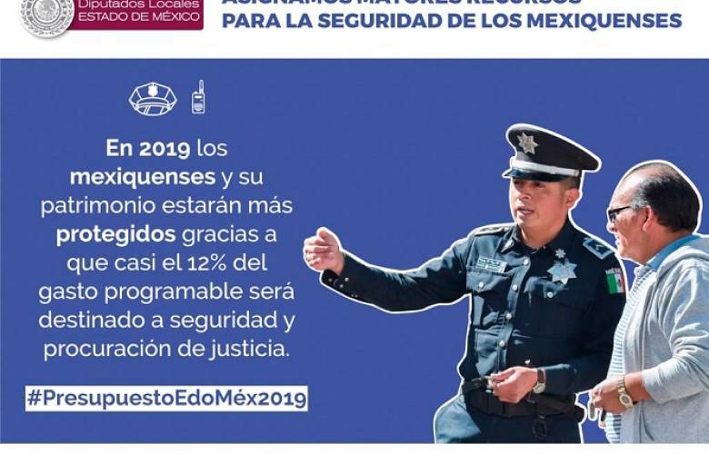 Fortalecen la seguridad pública con 12 % del gasto programable del estado de México en 2019