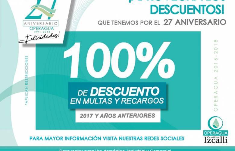 OPERAGUA celebra 27 años, ofreciendo descuentos