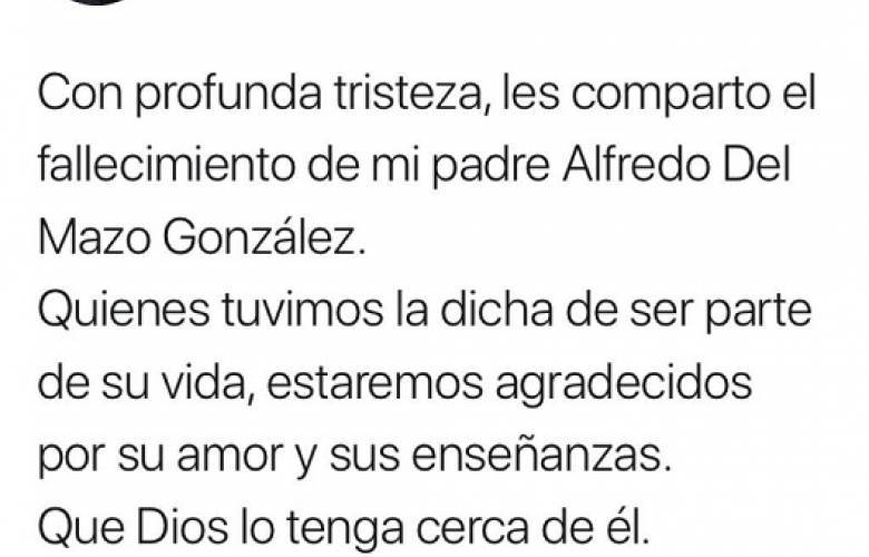 Lamenta gobierno del Edoméx sensible fallecimiento del ex gobernador Alfredo del Mazo González