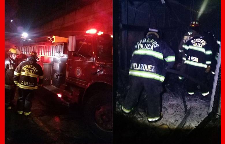 Controlan incendio en local de grúas en San Mateo Atenco