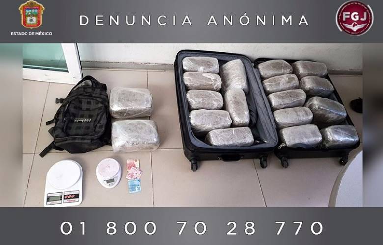 Aseguran 27 kilogramos de droga en Ecatepec