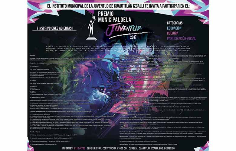 Lanzan convocatoria del premio municipal de la juventud 2017 en Cuautitlán Izcalli