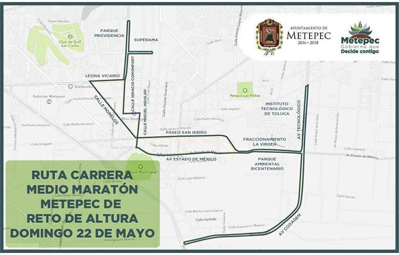Avisan sobre cierre de calles en Metepec  por celebración de medio maratón
