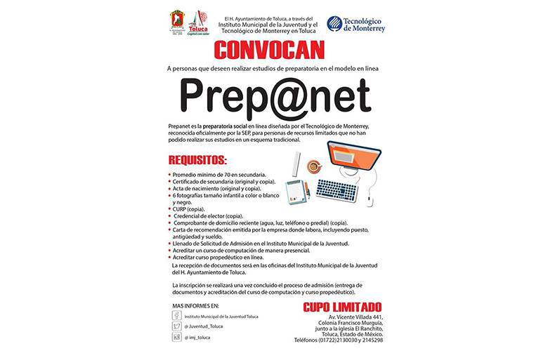 Invita Toluca a estudiar la Preparatoria en línea PREPANET