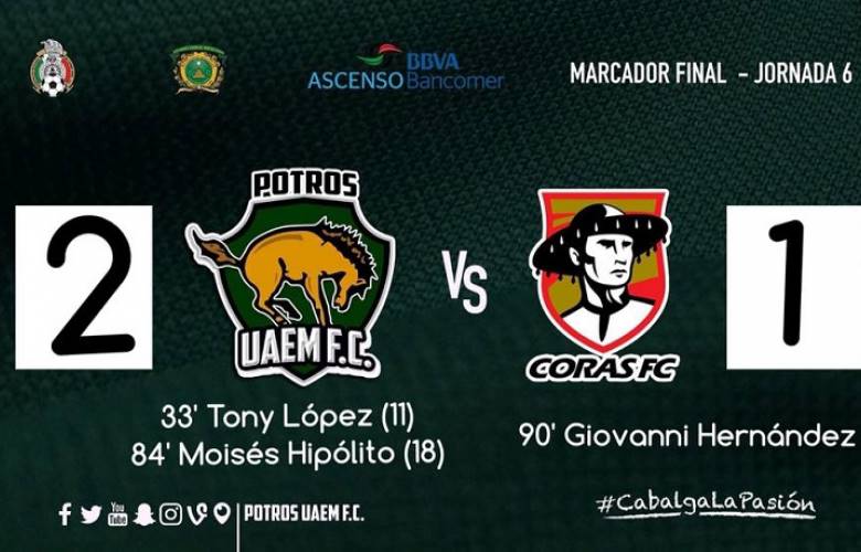 Potros UAEM fc frena a coras fc