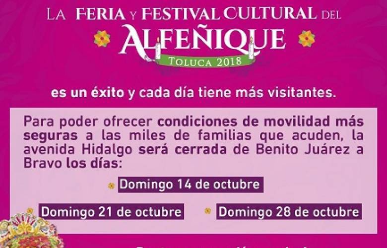 Cierre parcial de la avenida Miguel Hidalgo los domingos 14, 21 y 28 de octubre