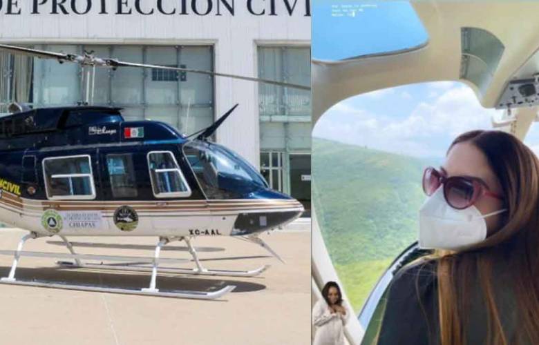 Esposa del funcionario del IMSS pasea en helicóptero con vacunas covid-19 