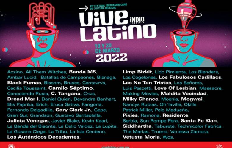 Vive Latino 2022:  Revelan cartel completo, Nu metal, rock, banda y hasta trova
