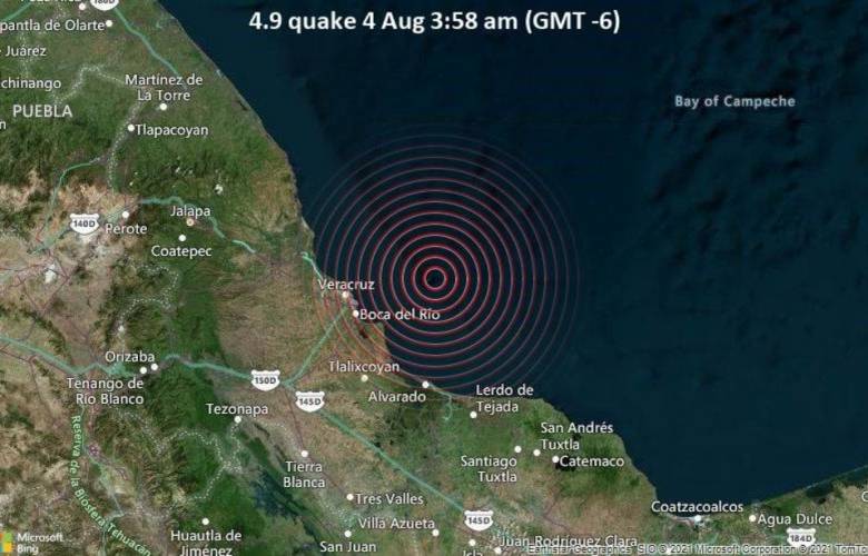 Se registró sismo de magnitud 4.9 en Boca del Río, Veracruz