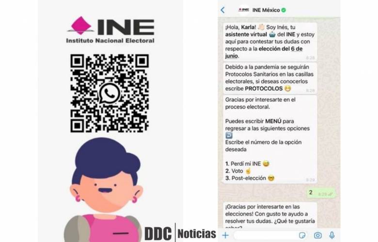 INE lanza chatbot en Whatsapp para resolver dudas sobre las elecciones del 6 de junio - DDC | Noticias
