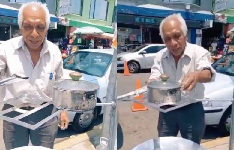 Hombre de 71 se viriliza en redes sociales por su estufa solar 