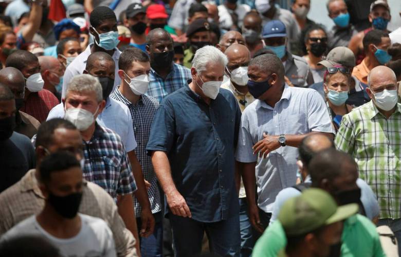 El presidente de Cuba culpó a Estados Unidos por las protestas del domingo