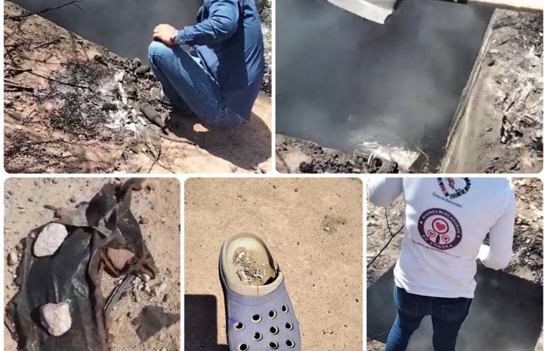 Madres Buscadoras de Sonora hallan pozo en Guaymas con restos humanos calcinándose