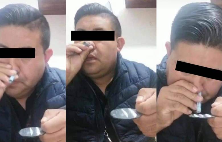 Destituyen a director de Seguridad Pública de Villa Guerrero, Edomex, por video donde inhala supuesta cocaína